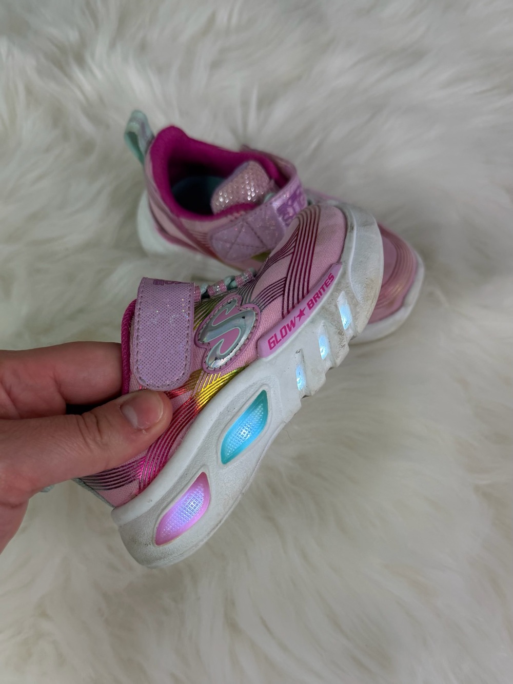 Sketchers Glow Brites Pink Toddler Girls Light Up Shoes Size 5c